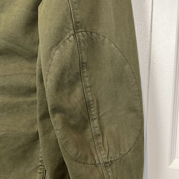 Zara Unisex Relaxed Fit Olive Green Frayed Hem‎ 100% Cottage Jacket Size M - Picture 11 of 13